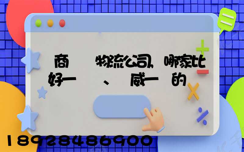 電商倉儲物流公司,哪家比較好一點、權威一點的